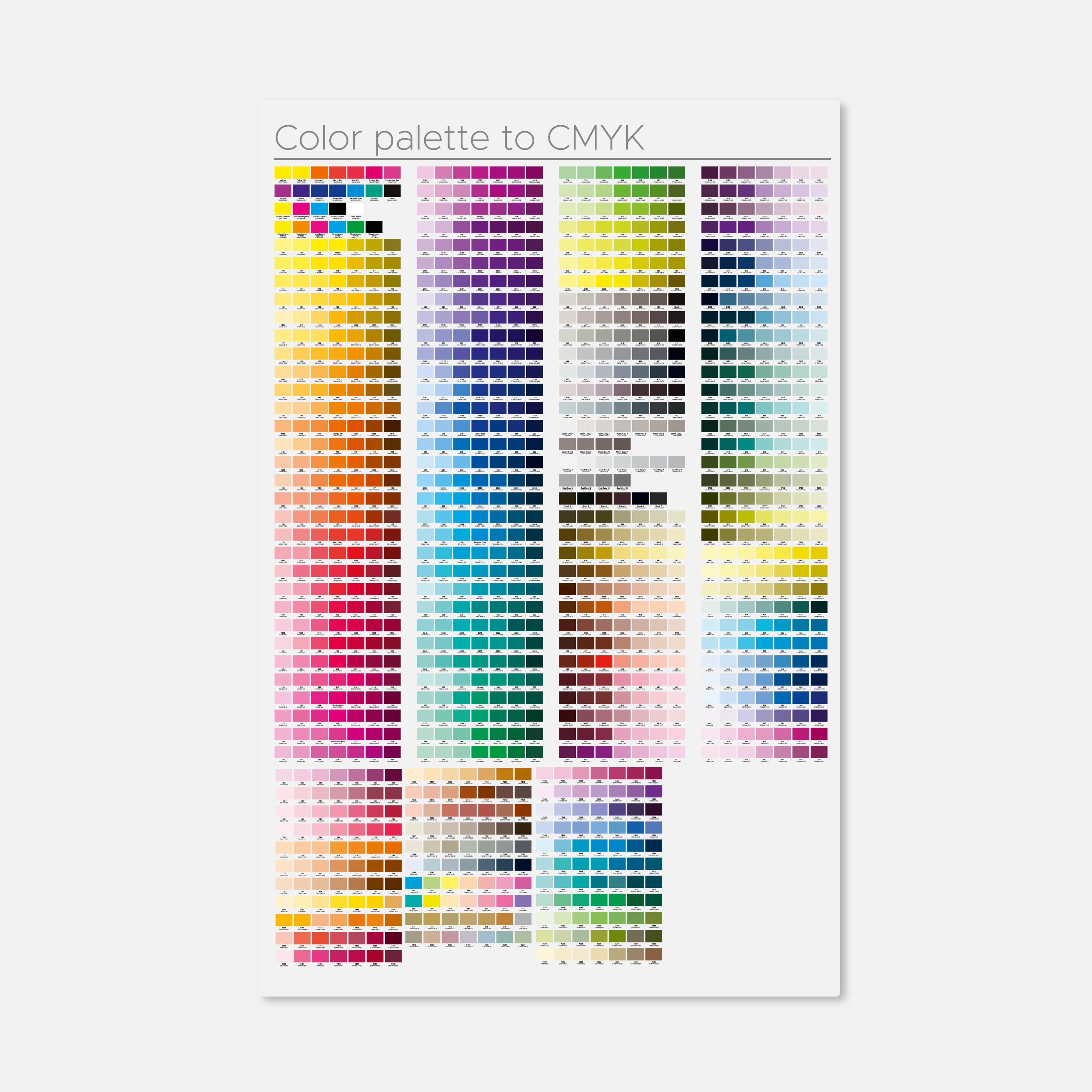 CMYK Colour Swatch for DTF and UV-DTF Printing - Physical Swatch