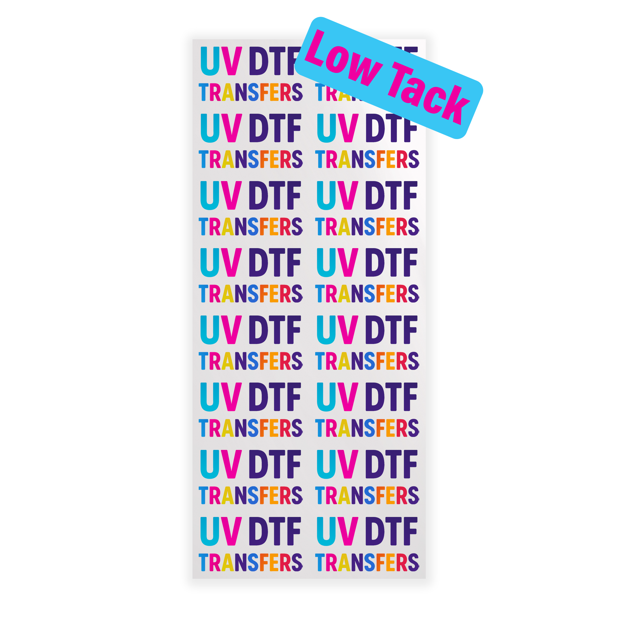 Low-Tack UV DTF Gang Sheet 59x100cm — £21 | Paper & Delicate Surfaces