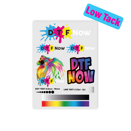 DTF Now - Low Tack UV-DTF Sample Sheet